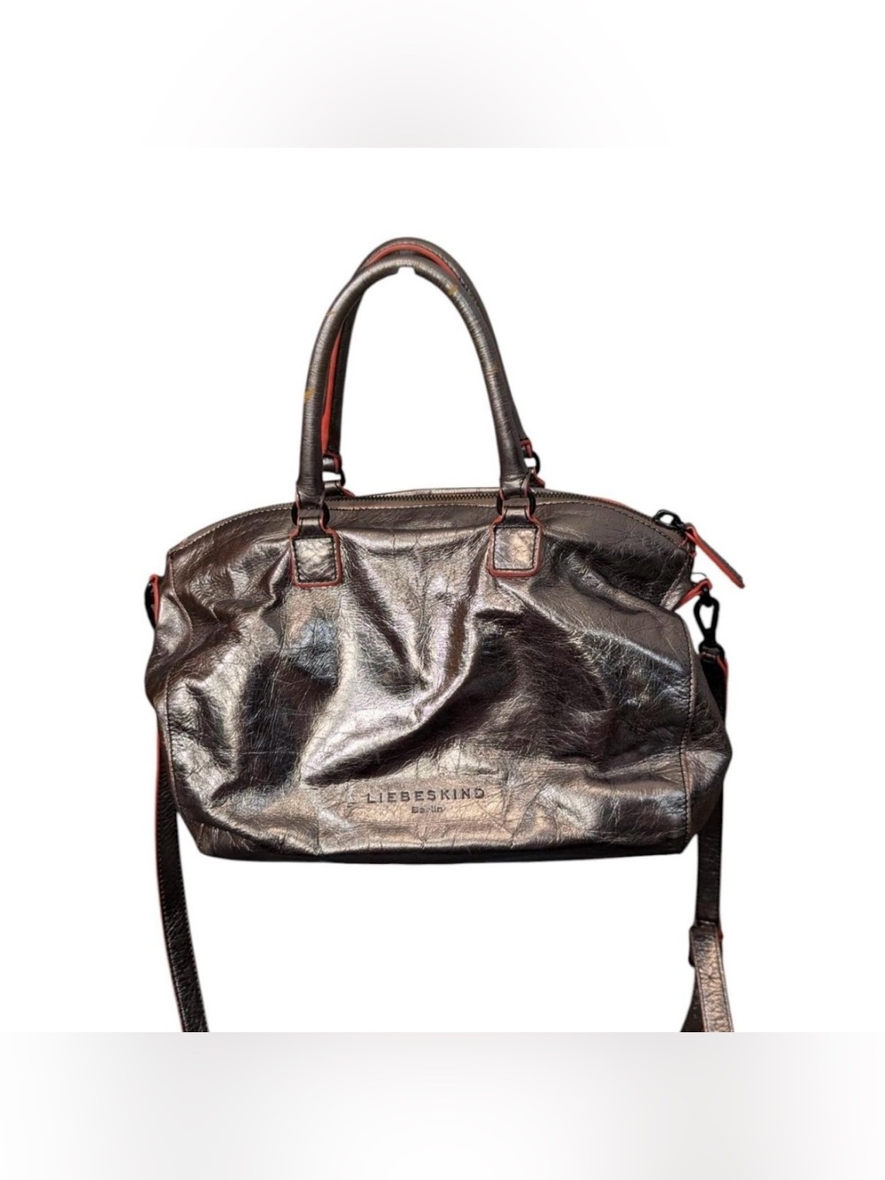 Liebeskind Berlin Metallic Bronze/Dark Silver Leather Satchel - Bronze